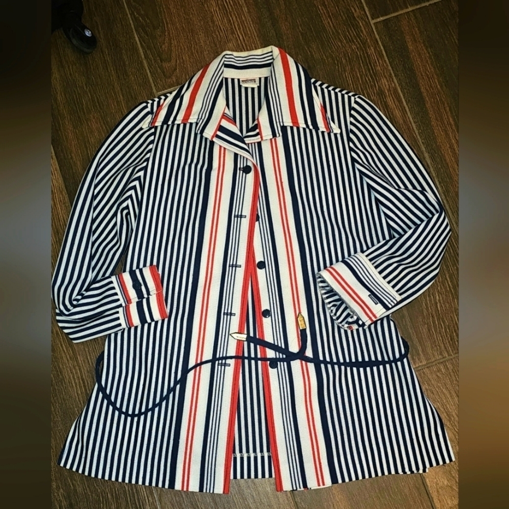VINTAGE MONTGOMERY WARD striped polyester Shirt Top sz 10